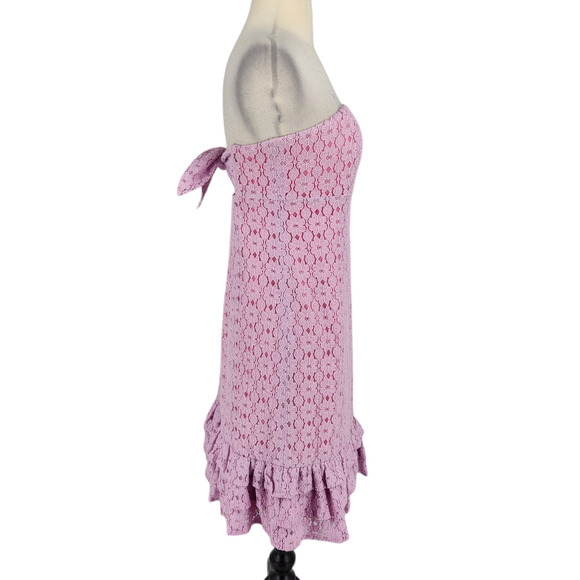 SALE Lilly Pulitzer Pink and Lavender Lace Strapless Cocktail Mini Dress Size 4 - Picture 5 of 7